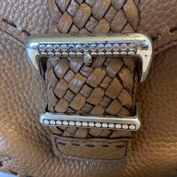 BRIGHTON Pebble Leather Braided Brown Shoulder Bag - Picture 12 of 16